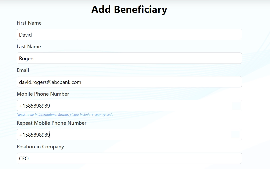 add beneficiary